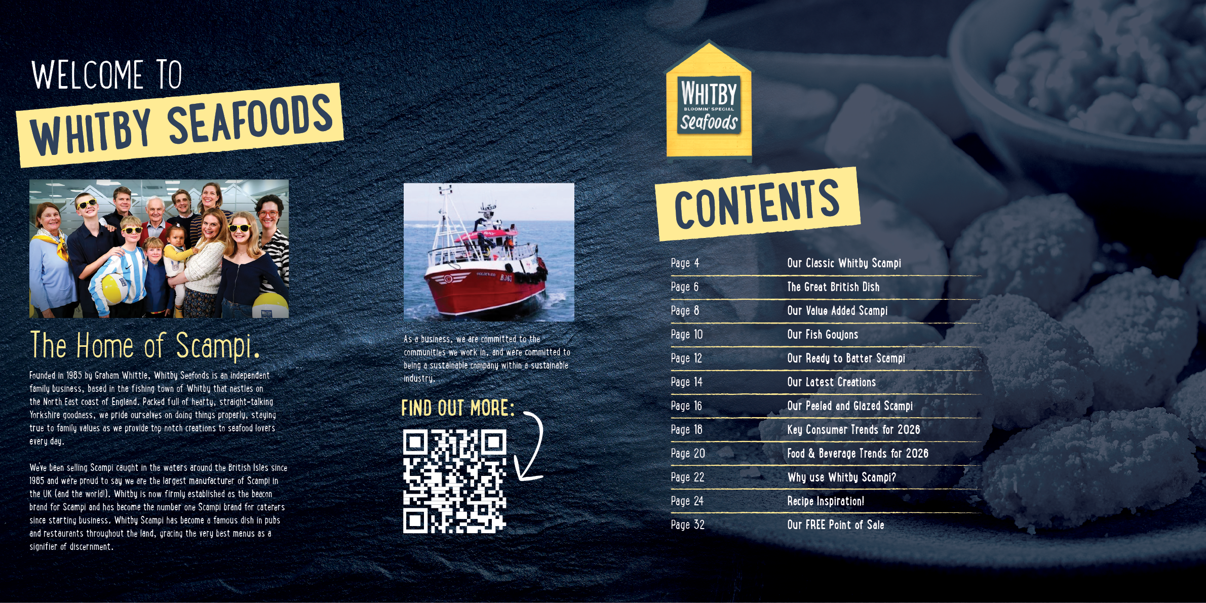 A menu for a seafood restaurant is displayed with a picture of a boat and people on it. The menu is divided into sections and has a picture of a boat on the top. AI generated content