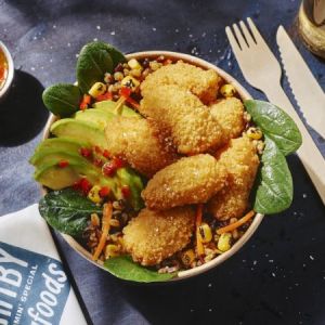 Charred Corn Crispy Salad bowl with Hot Honey Dressing